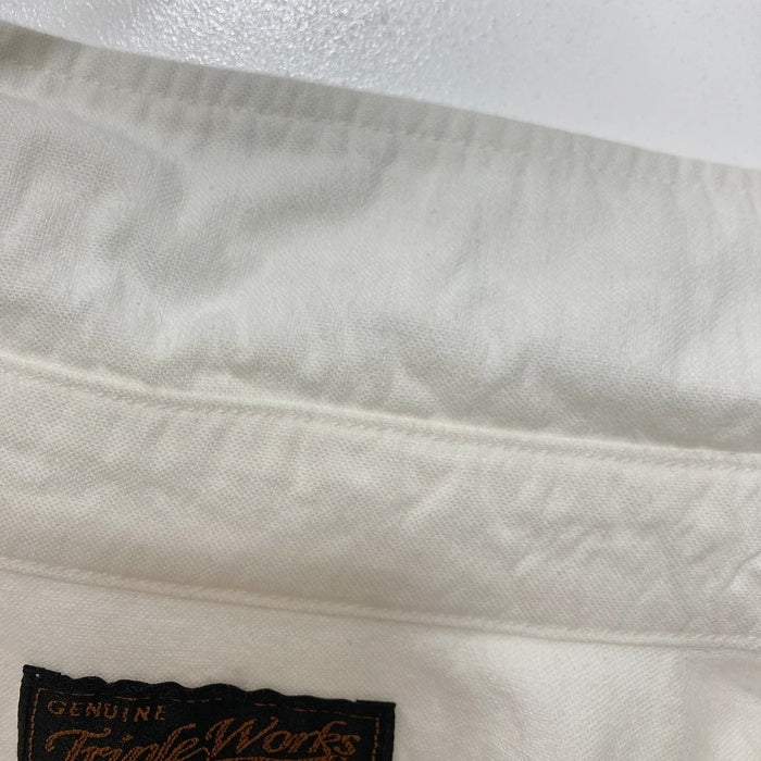 Triple Works トリプルワークス マチ付き ワークシャツ 長袖 コットン ホワイト アイアンハート Size M 瑞穂店