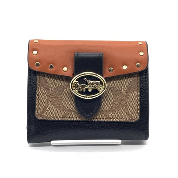 COACH コーチ 6791 シグネチャー ジョージ スモールウォレット 二つ折り財布 オレンジ ブラック 福生店