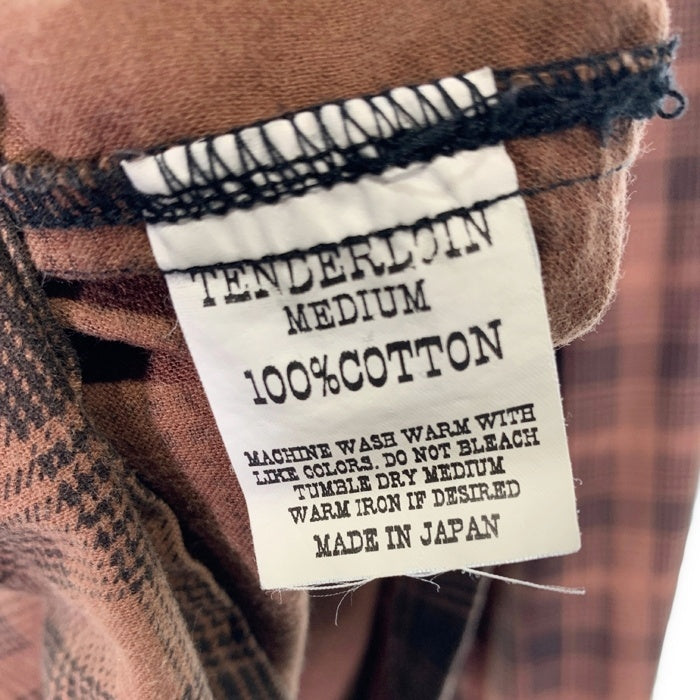 TENDERLOIN テンダーロイン チェーンロゴ刺繡 フランネルチェックシャツ ブラウン Size M 福生店