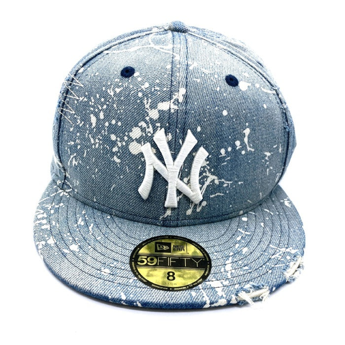 NEW ERA ニューエラ NEW YORK YANKEES デニムペイントダメージ加工 ベースボールキャップ ライトインディゴ size8(63.5cm) 瑞穂店