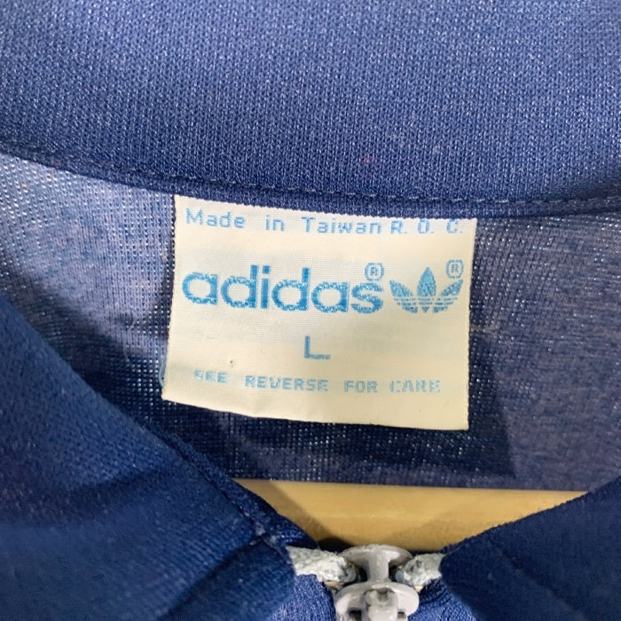 70's~ adidas アディダス トラックジャケット 襟付き ネイビー グレー 台湾製 Size L 福生店