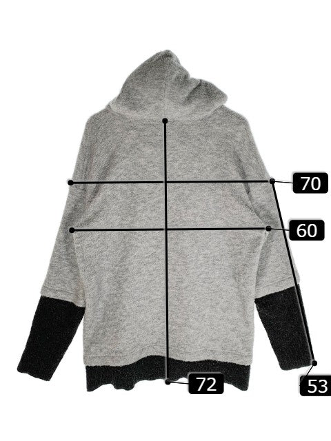 NO ID. ノーアイディー 20AW ビキューレラムパイルフェイクレイヤードBIGプルオーバーパーカ グレー Size F 福生店
