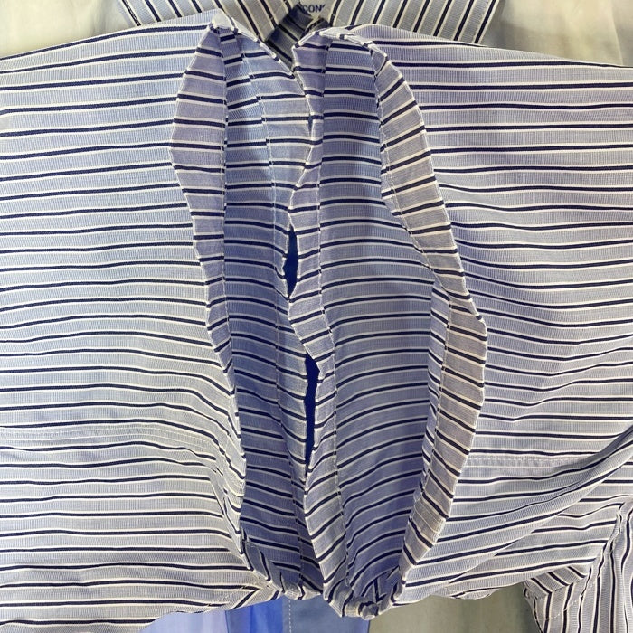 COMME des GARCONS SHIRT コムデギャルソンシャツ S28059 パッチワーク ストライプ 半袖シャツ ブルー sizeS 瑞穂店