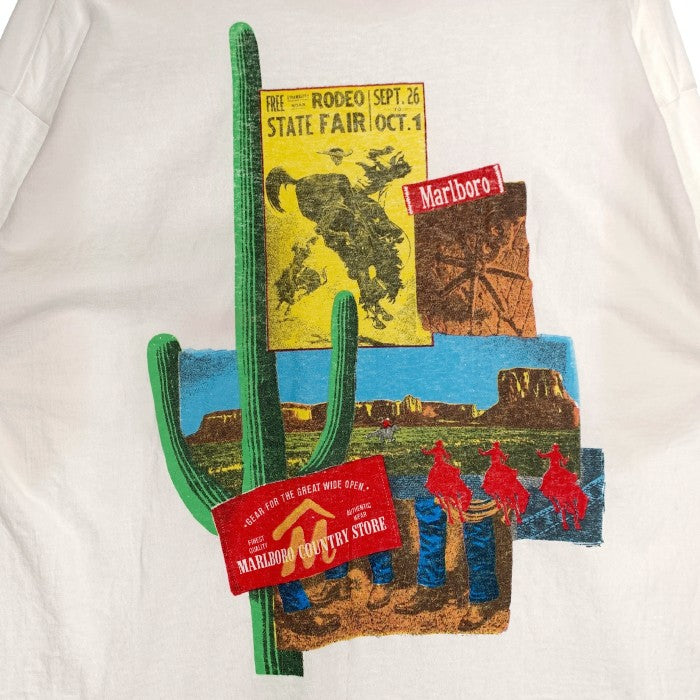 90's Marlboro マルボロ Pocket Tee ポケットTシャツ バックプリント サボテン ロデオ ホワイト FRUIT OF THE LOOM Size XL 福生店