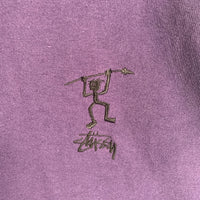 80's STUSSY ステューシー シャドーマン刺繡 プルオーバーコットンパーカー パープル USA製 オールド Size XL 福生店