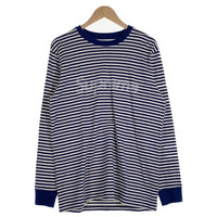 SUPREME シュプリーム 15AW Striped Logo L/S Top ストライプドロゴ ロングスリーブTシャツ ブルー ホワイト ボーダー Size L 福生店