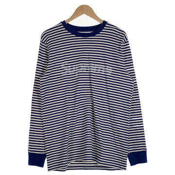 SUPREME シュプリーム 15AW Striped Logo L/S Top ストライプドロゴ ロングスリーブTシャツ ブルー ホワイト ボーダー Size L 福生店
