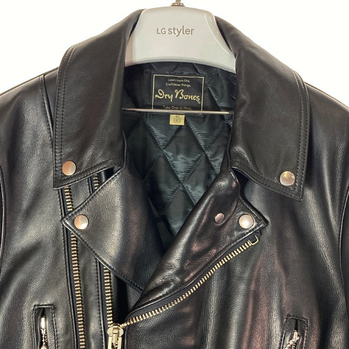 Dry Bones ドライボーンズ Twin Track Motorcycle Jacket ツイントラック モーターサイクルジャケット カウハイド ダブル ライダース ブラック size42 瑞穂店