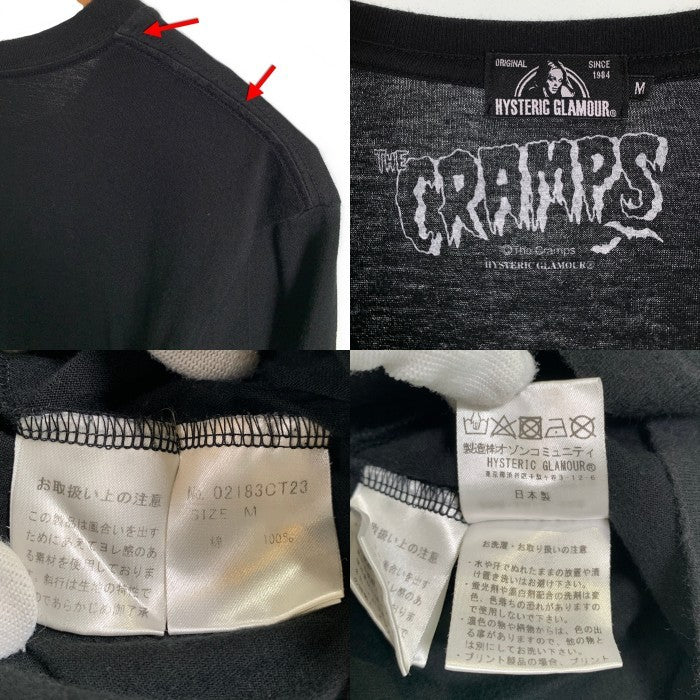 HYSTERIC GLAMOUR ヒステリックグラマー THE CRAMPS プリントTシャツ ブラック 02183CT23 Size M 福生店