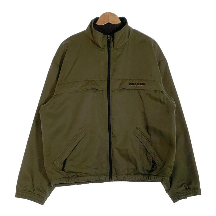 90's POLO SPORT ポロスポーツ ラルフローレン ジップアップ ナイロンジャケット 内フリース オリーブ Size L 福生店
