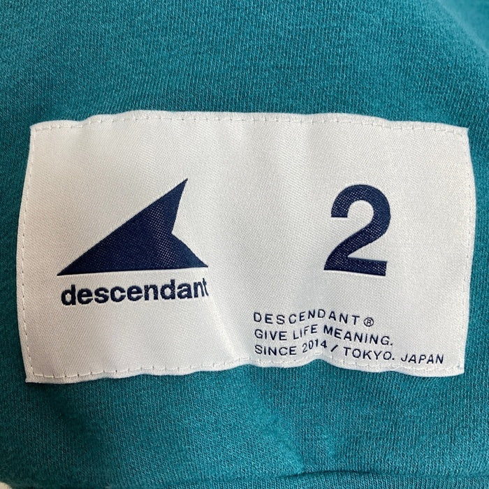 DESCENDANT ディセンダント ロゴ刺繍 裏起毛 タートルネックスウェットトレーナー グリーン size2 瑞穂店