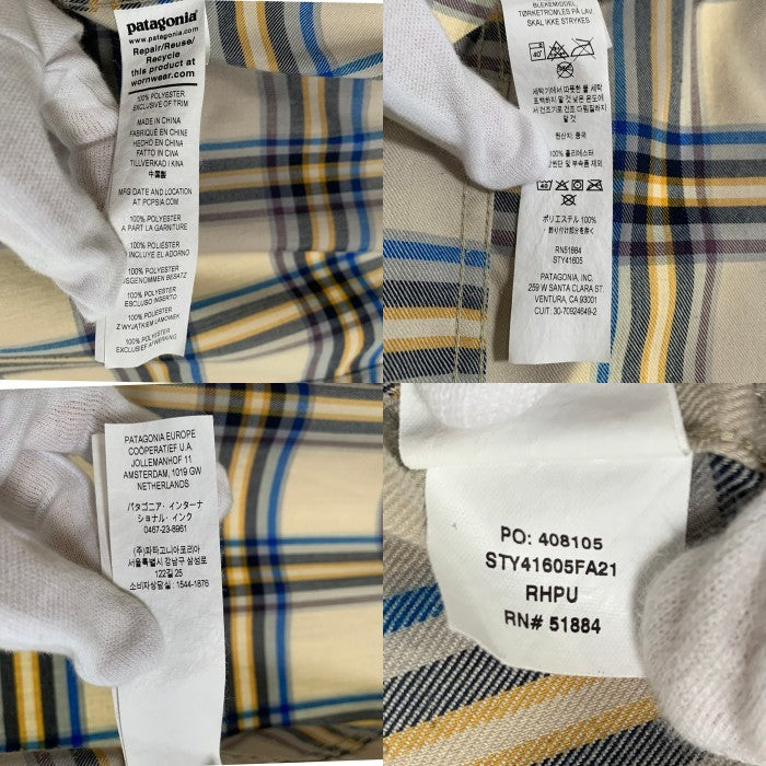 Patagonia パタゴニア Canyonite Flannel Shirt キャニオナイト フランネルシャツ ベージュ ブルー イエロー Size L 福生店