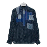 COMME des GARCONS HOMME コムデギャルソンオム ボタンダウン パッチワーク レーヨンシャツ 長袖 ブラック 総柄 HO-B052 AD2014 Size S 瑞穂店