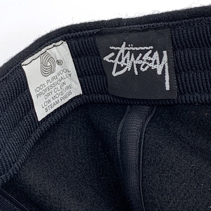 80's~ STUSSY ステューシー SSリンク刺繡 ウール5パネルキャップ スナップバック ブラック グリーン 黒タグ オールド USA製 福生店