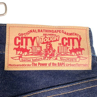 A BATHING APE アベイシングエイプ ベイプスタカモプリント テーパードデニムパンツ ジーンズ インディゴ Size XL 福生店