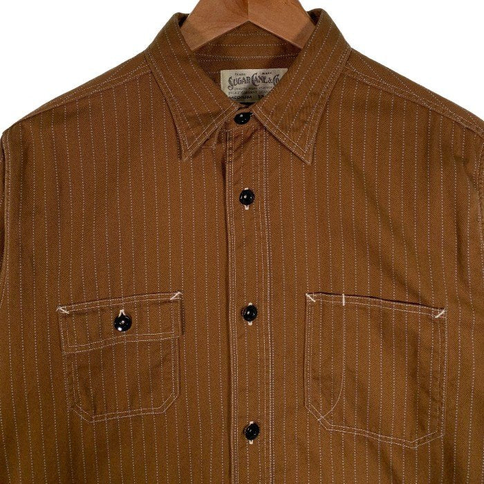 SUGAR CANE シュガーケーン ブラウンウォバッシュストライプ ワークシャツ SC28516 Size M 福生店