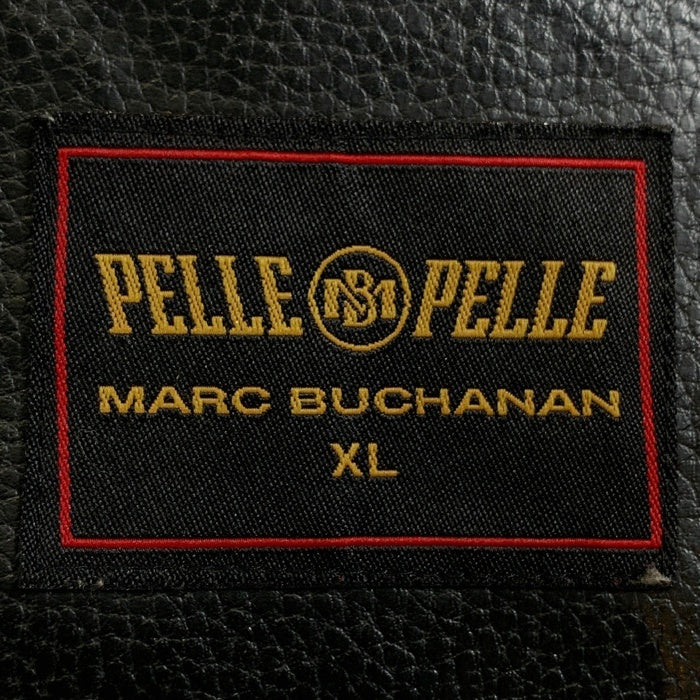 90's pellepelle ペレペレ オールレザースタジャン ジップアップ ブラック クリーム ワッペン Size XL 福生店