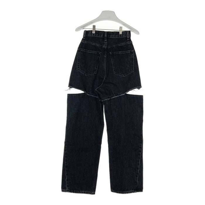 MOUSSY マウジー THIGH SLIT BLK LOOSE STRAIGHT サイスリットストレートデニム 010faa11-5500 ブラック size25 瑞穂店