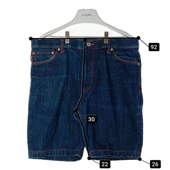 STUSSY ステューシー バックロゴ ショーンフォント デニム ショートパンツ インディゴ size34 瑞穂店