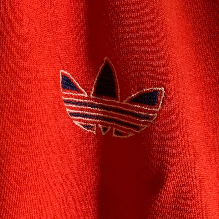 80's adidas アディダス 前V ラグランスリーブ クルーネックスウェットトレーナー レッド Size M-L 相当 福生店