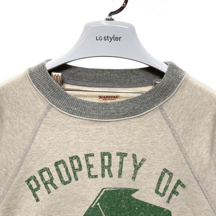 KAPITAL キャピタル PROPERTY OF BEETHOVEN ラグランスリーブ スウェットトレーナー オートミール グレー K2009LC021 Size 4 瑞穂店