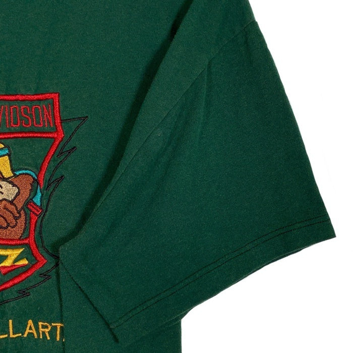 90's~ HARLEY-DAVIDSON ハーレーダビッドソン TAZ タズマニアンデビル 刺繡  Tシャツ グリーン Size L 相当 福生店