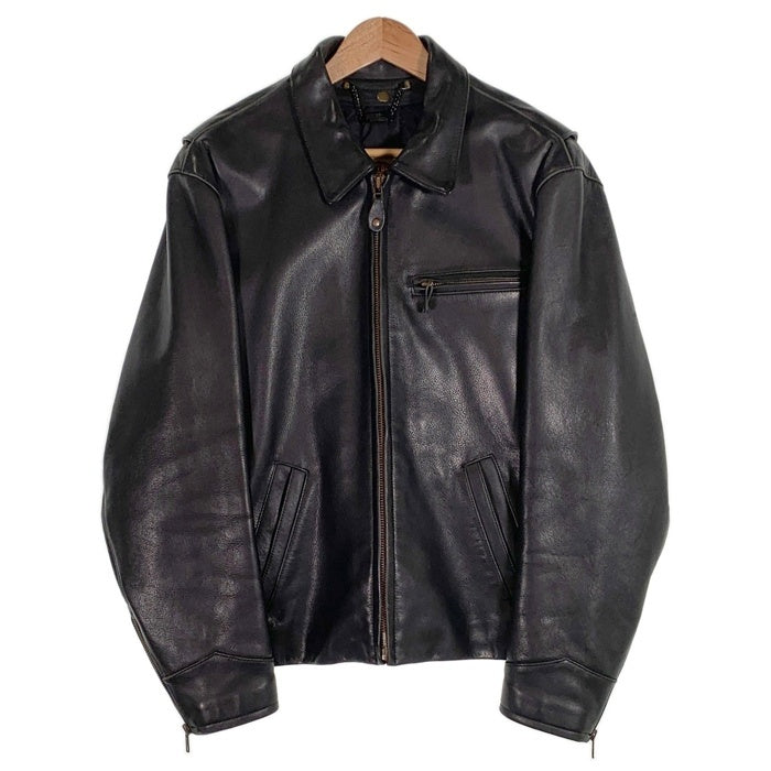 90's Harley-Davidson ハーレー ダビッドソン シングル ライダースジャケット レザージャケット ブラック Size 42 福生店