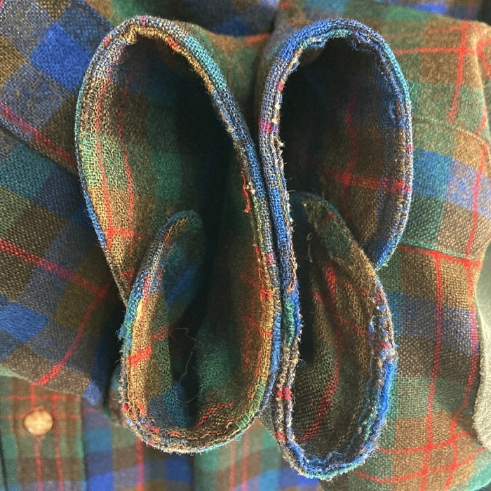 PENDLETON ペンドルトン 70's USA製 ウールシャツ エルボーパッチ ブルー×グリーン sizeM 瑞穂店