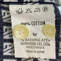 A BATHING APE アベイシングエイプ 総柄 長袖シャツ ネイビー sizeM 瑞穂店