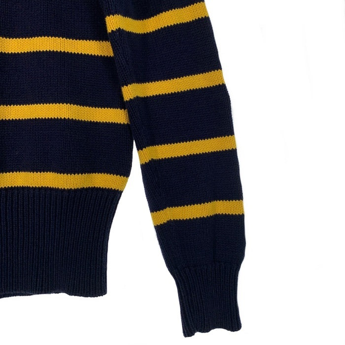 RALPH LAUREN RUGBY ラルフローレンラグビー ボーダーフェルトワッペン コットンセーター ネイビー イエロー Size S 福生店