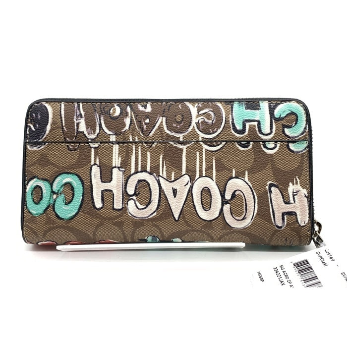 COACH コーチ CM169 シグネチャー PVCレザー ラウンドファスナーウォレット 長財布 カーキ グラフィティ Mint＆Serf 福生店