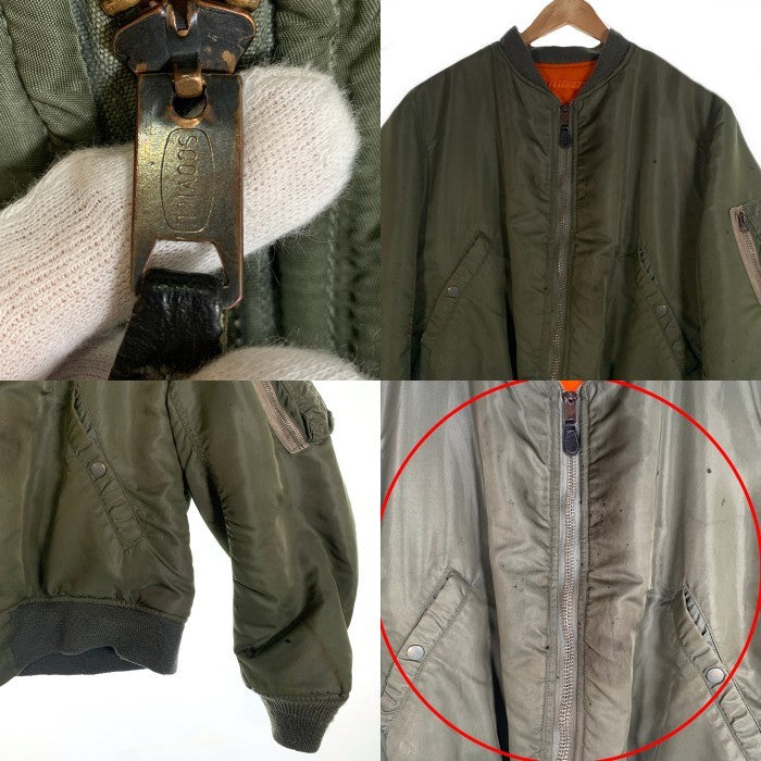 60`s U.S. ARMY 米空軍 SPORTS MASTERS スポーツマスター 縦ステッチ MA-1 ミリタリー フライトジャケット オリーブ 8415-818-7353 DSA-100-69-C-2767 Size L 福生店