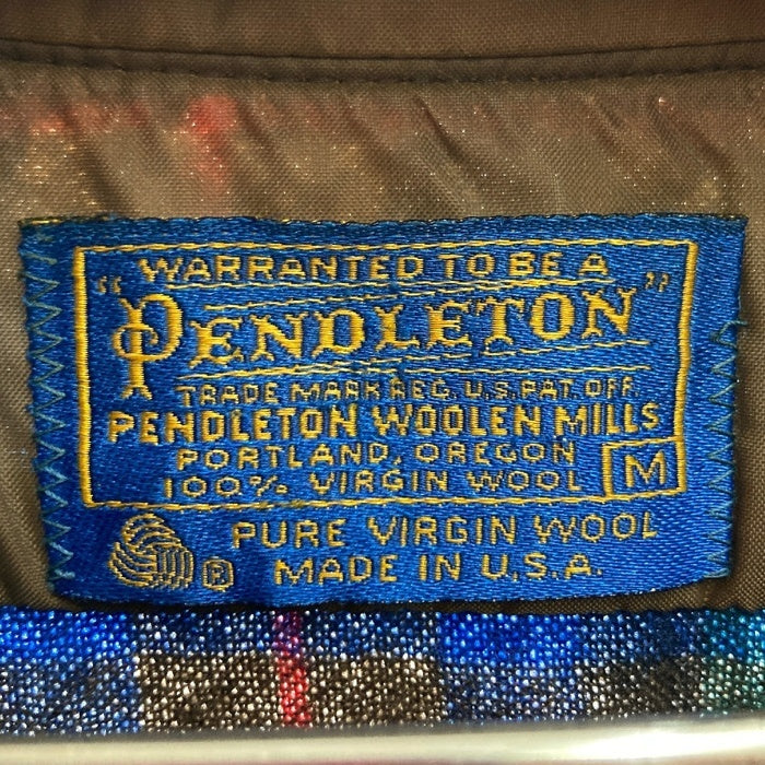 PENDLETON ペンドルトン 70's USA製 ウールシャツ エルボーパッチ ブルー×グリーン sizeM 瑞穂店