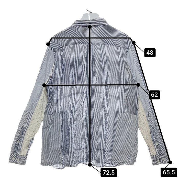 UNDERCOVERISM アンダーカバー パッチワーク ストライプ リネンシャツ ホワイト size3 瑞穂店