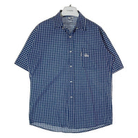 STUSSY ステューシー  銀タグ USA製 ボタンダウン 半袖 チェックシャツ ブルー sizeL 瑞穂店