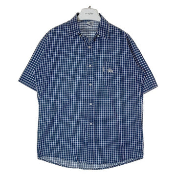 STUSSY ステューシー  銀タグ USA製 ボタンダウン 半袖 チェックシャツ ブルー sizeL 瑞穂店