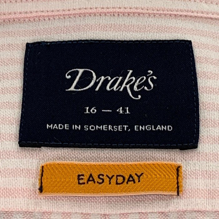 Drake's ドレイクス EASYDAY ストライプボタンダウンシャツ ホワイト ピンク 長袖 Size 16-41 福生店
