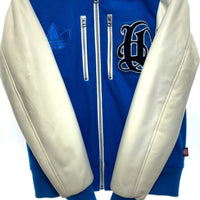 adidas アディダス ジップアップ スタジャン ワッペン ブルー 袖フェイクレザー O34630 Size S 瑞穂店