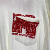 FREEWHEELERS フリーホイーラーズ MAD MONSTERS プリント ポケットロングスリーブTシャツ ホワイト Size M 福生店