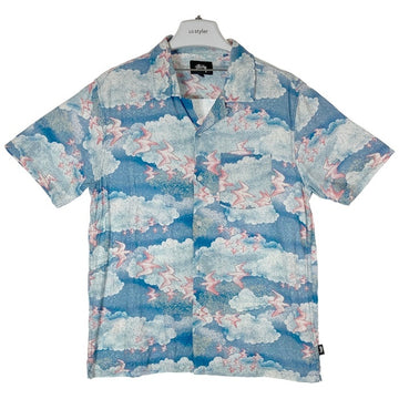 STUSSY ステューシー Cloud and Birds Aloha クラウド バード アロハシャツ ブルー sizeM 瑞穂店