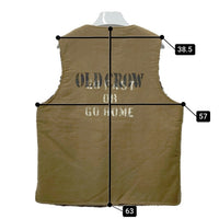 OLD CROW オールドクロウ ジャングルクロス デッキベスト ジップアップ カーキ ステンシル サンプル品 Size M 相当 瑞穂店
