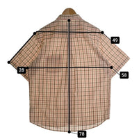 STUSSY ステューシー チェック柄 半袖 ボタンダウンシャツ ロゴ刺繡 ホワイト ピンク ブラウン Size L 福生店