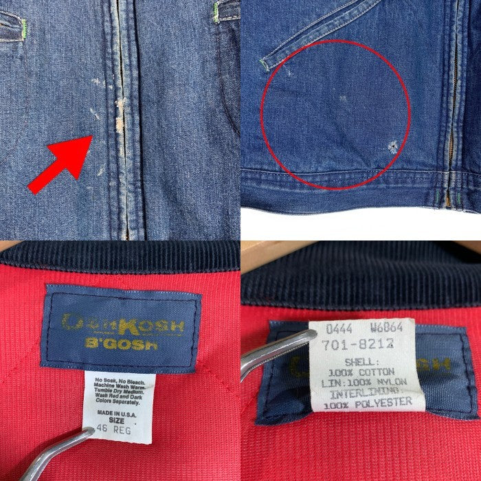70's OSHKOSH オシュコシュ デニムワークジャケット 裏キルティング インディゴ 701-8212 USA製 Size 46R 福生店