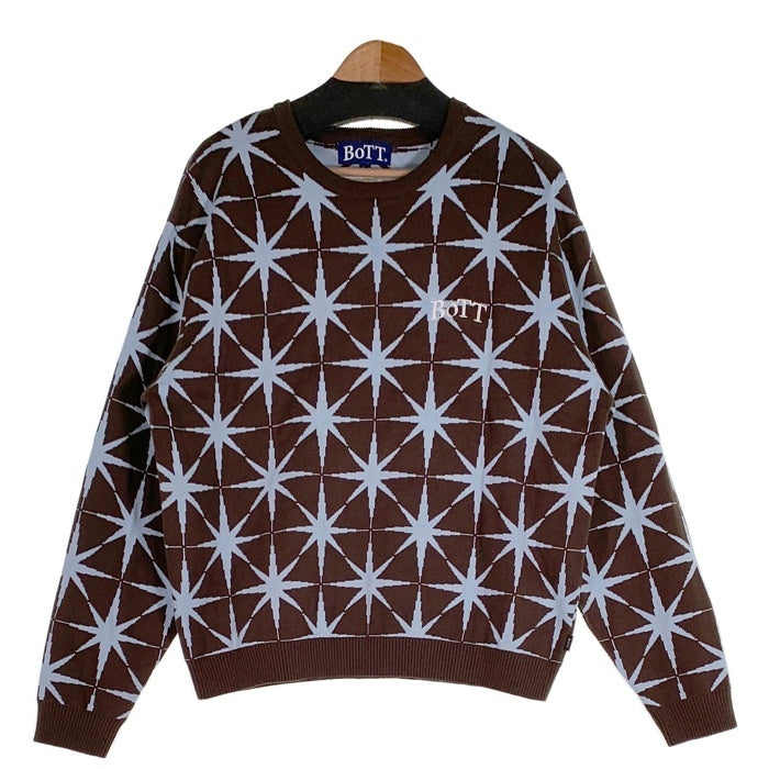 BoTT ボット Spakle Jacquard Knit Sweater スパークル ジャカードニット コットンセーター 総柄 ブラウン 253BoTT26 Size L 福生店