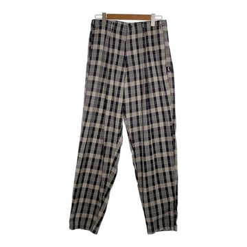80's STUSSY ステューシー コットン チェック柄 1タックスラックス パンツ ブラック グレー USA製 黒タグ Size 32 福生店