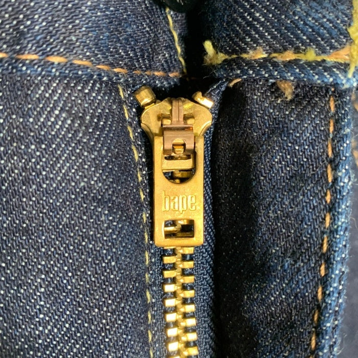A BATHING APE アベイシングエイプ シャークペイント テーパードデニムパンツ ジーンズ インディゴ Size L 福生店