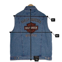 HARLEY DAVIDSON ハーレーダビッドソン BAR & SHIELD LOGO DENIM VEST デニムベスト ワッペン 刺繡 ライトブルー Size XL 福生店