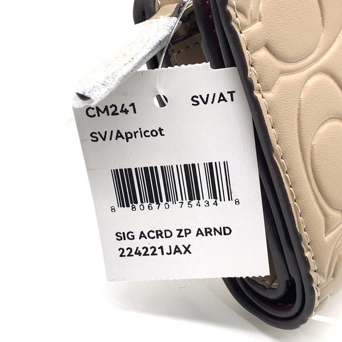 COACH コーチ CM241 ミディアム コーナー ジップ ウォレット・シグネチャー 二つ折り財布 ベージュ 福生店