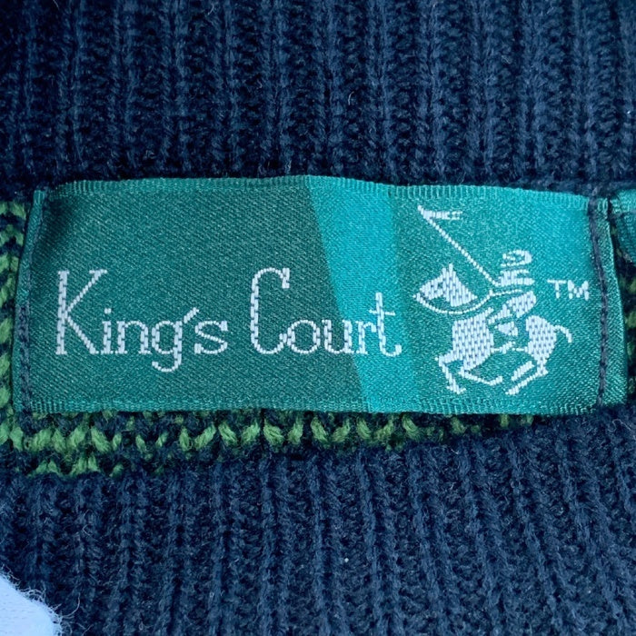 King's Court アクリル ニットセーター 総柄 グリーン ネイビー 韓国製 US古着 Size XL 福生店