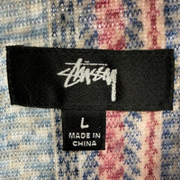 STUSSY ステューシー 1110197 Stripe Sherpa Shirt ストライプ シェルパ フリース ボタンアップ 長袖 シャツ ジャケット ブルー sizeL 瑞穂店